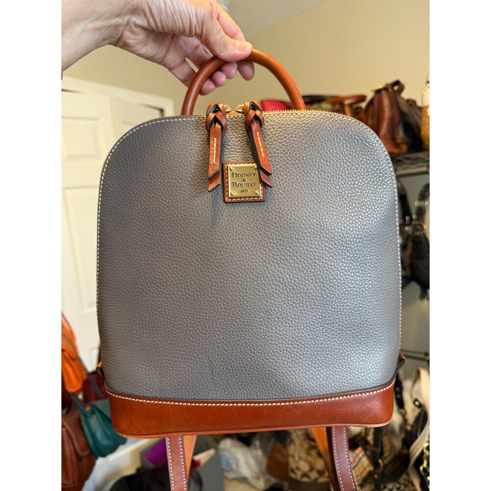 Dooney & Bourke Pebble Grain Zip Pod gray Backpack